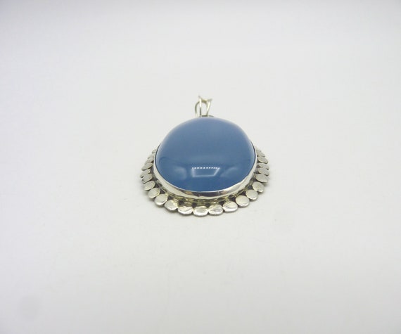 Vintage Sterling Silver Large Oval Blue Chalcedon… - image 6
