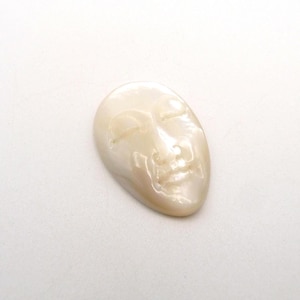 White Mother of Pearl Goddess Moon Face Inverted Teardrop Shaped Cabochon, Jewelry Making Supply