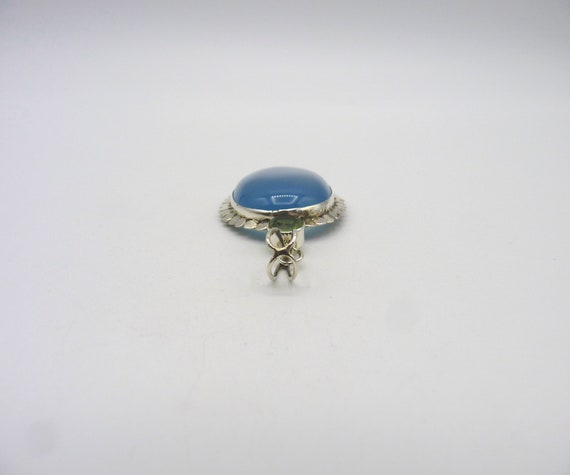 Vintage Sterling Silver Large Oval Blue Chalcedon… - image 4