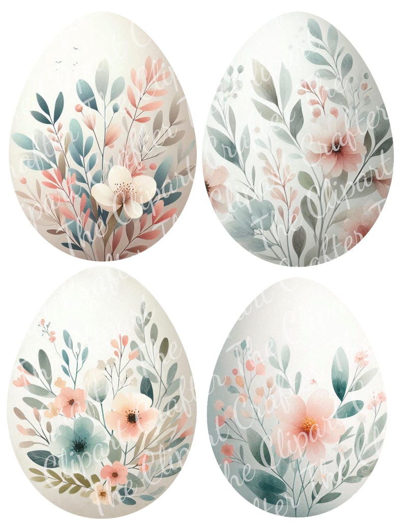 Set of 16 Watercolor Floral Easter Eggs Clipart PNG Boho - Etsy