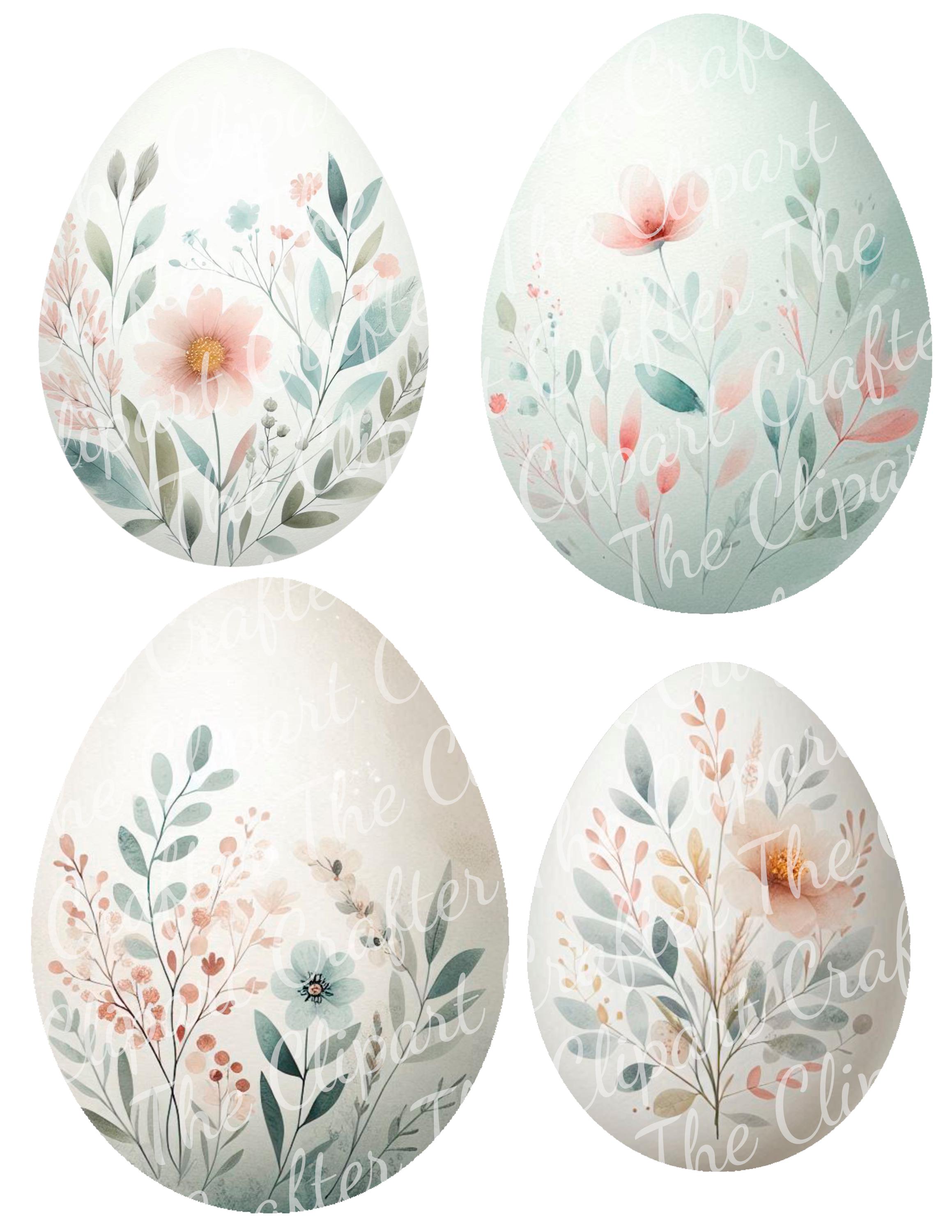 Set of 16 Watercolor Floral Easter Eggs Clipart PNG Boho - Etsy