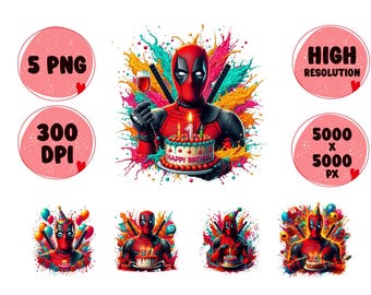 Superhero Birthday PNG: Watercolor Splash, Party Celebration (Digital Download)