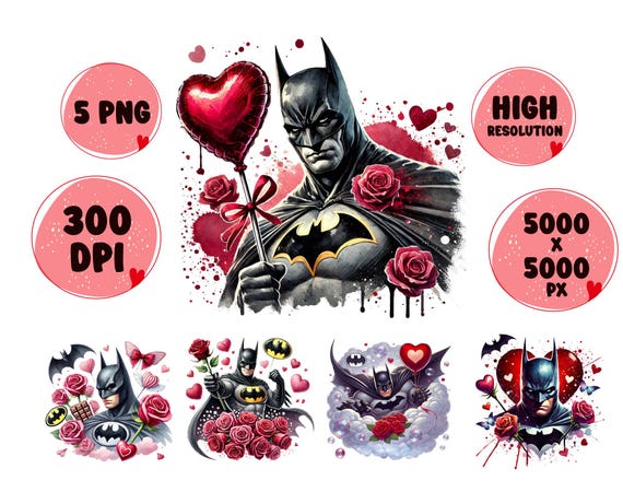 Heart Superhero Watercolor PNG Clipart (Digital Download)
