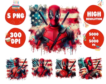 American Superhero Watercolor Splash PNG: Sublimation Designs (Digital Download)