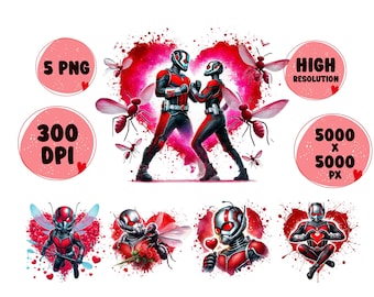 Valentine's Day Superhero PNG: Watercolor Splash Clipart (Digital Download)