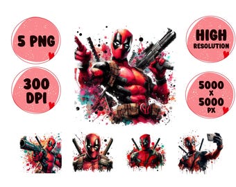Superheld-aquarel PNG: Splash Art Clipart (digitale download)