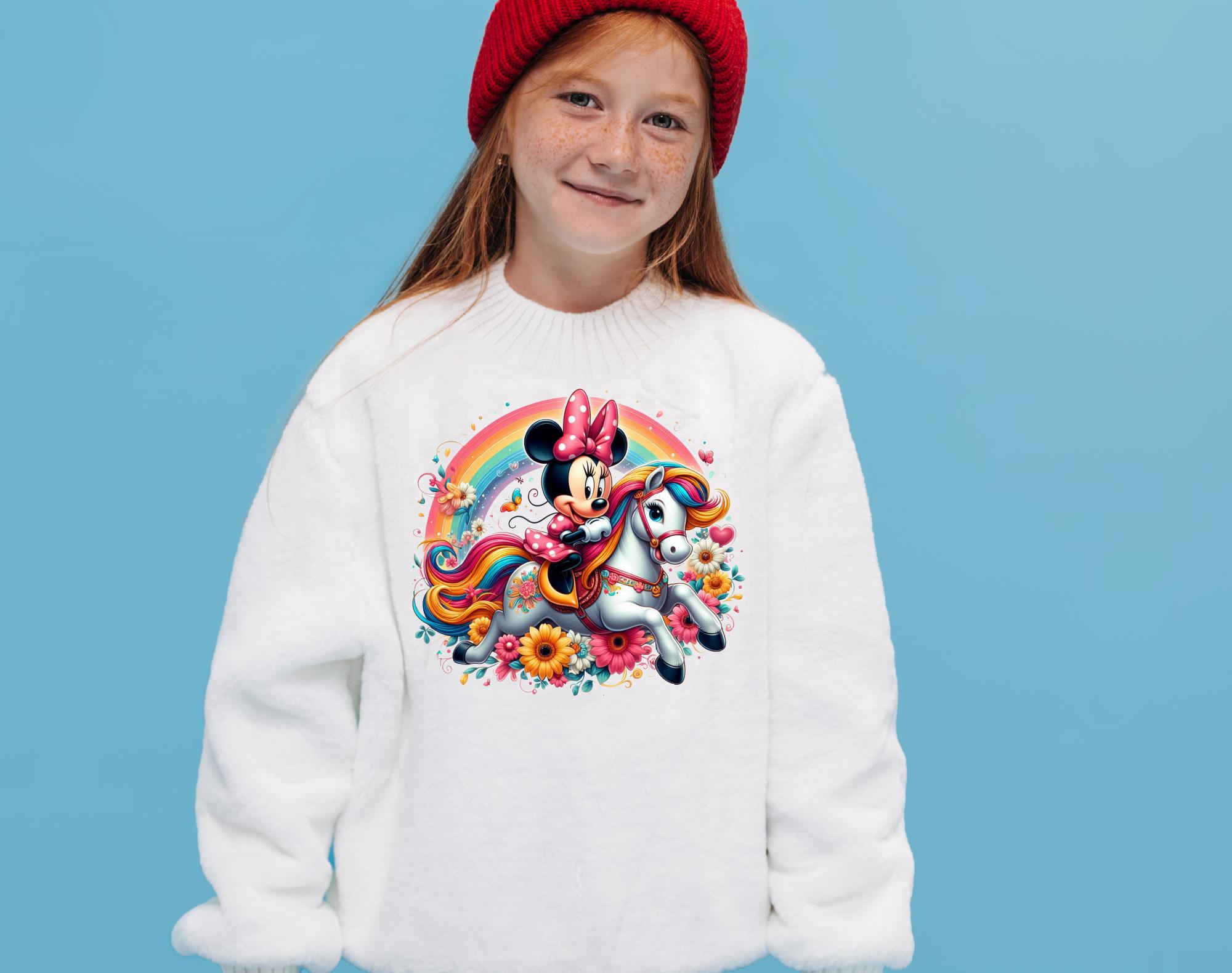 Minnie Mouse Riding Horse PNG: Rainbow Watercolor Splash (digital ...
