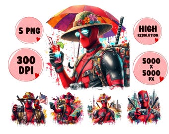 Superhero Tourist PNG: Splash Watercolor Clipart (Digital Download)