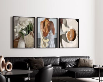 Juego de 3 carteles de moda vintage, arte de pared imprimible de lujo, carteles de diseñador de moda, decoración de habitación Hypebeast, juego de 3 DESCARGA DIGITAL