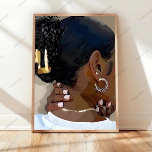 Luxury Black Woman Art, Black Girl Room Decor, Printable Home Decor, Black Girl Wall Art, Trendy Black Girl Wall Art, Fashion Decor