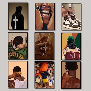 Set of 9 Men Wall Decor, HypeBeast Wall Art, DIGITAL DOWNLOAD, Black Men Wall Art, Masculine Wall Art, Black Man Art, Gift for Boyfriend