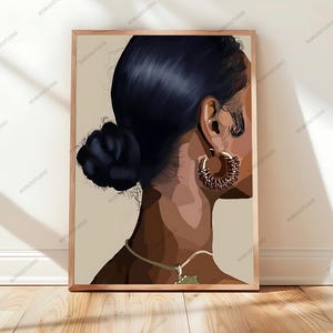 Black Women Art, Melanin Portrait, Black Girl Wall Decor, African American Art, Bold Feminine Design, Modern Black Woman Art