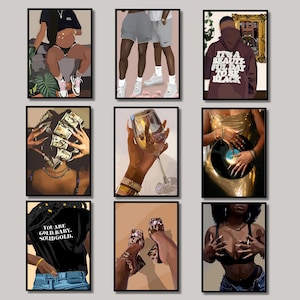 Set di 9 stampe minimaliste BLM di donne nere Arte di ragazze nere femminili Decorazione di donne nere Arte della melanina Le donne nere sono un poster di moda fantastico