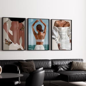 3 Set bundle, black art, black girl art, black woman wall art, perfume art, black woman art, black girl wall art, 3 set print, urban fashion