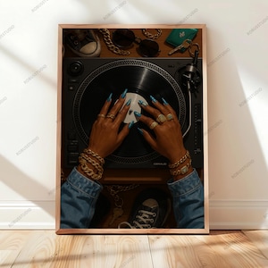 Black Girl Art, Black Woman Art, Trendy Wall Art, Black Woman Wall Art, Fashion, Y2K Art, Song Lover, DJ, Printable, Black Woman Art