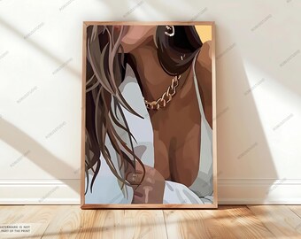 Black Woman Wall Art, Black Art Prints, Black Woman Wall Art, Black Girl Print, Sensual Art, African Girl Wall Art, Black Owned Shops