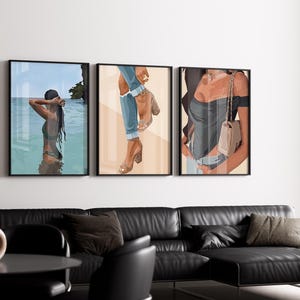 3 Poster set, Black woman art. Wall art, House Decor, House Decor, Instant Download, Black Female art, Black Girl Art, Feminine, Boho Art