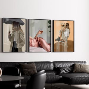 Set of 3 Luxury Fashion Print, Designer Wall Art, Luxury Art for Room, Black & White Luxury Fashion Poster, Bedroom Aesthetic Wall Art