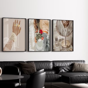 Black Art, Black Woman Wall Art Print, African Art, Black Women Art, Black Wall Art Black Girl, African American Art 3 Set Black Art Print