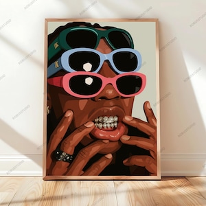 Schwarzer Mann schwarz Kunst, schwarze Frau Kunst, schwarzes Mädchen Wandkunst, schwarzer Mann Porträt, Mann Brille Poster, schwarzer Kunstdruck, urbane digitale Kunst