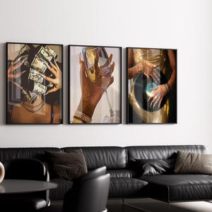 Lot de 3 impressions d'art femmes noires, art mural mélanine, art fille noire moderne, téléchargement numérique, décoration afro-américaine