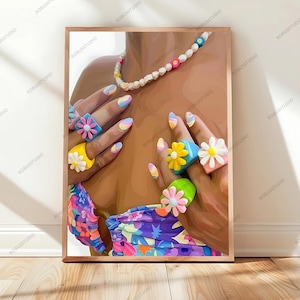 Black art wall POSTER woman wearing Neckbeads black art print physical art print black afro girl wall print art home decor brown skin art
