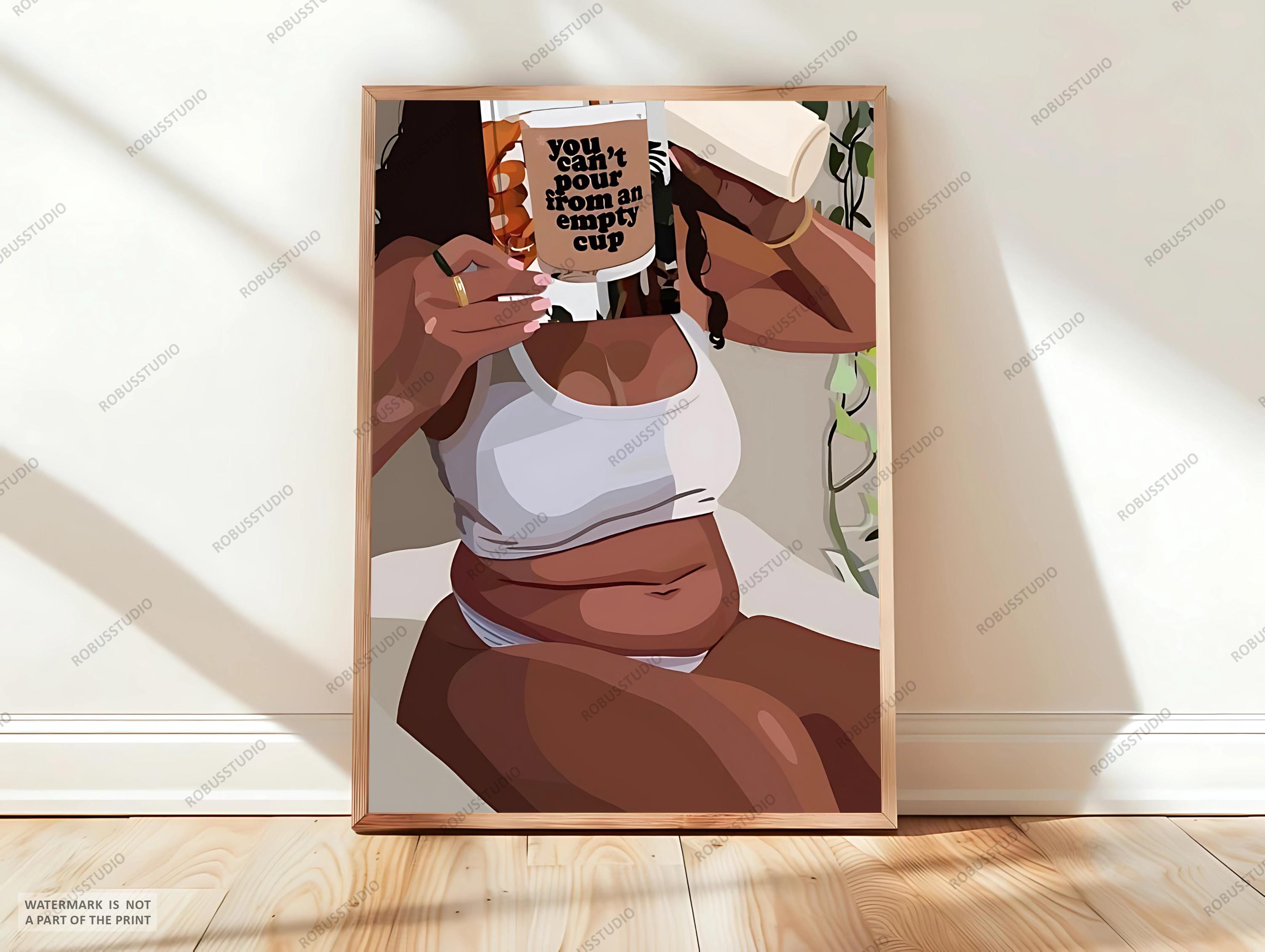 Black Fat Women Art, Melanin Beauty, Curvy Black Girl Art, African American Wall Art, Empowerment Decor, Feminine Art, Digital Download