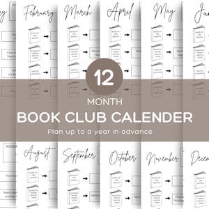 Book Club Discussion Guide Printable Monthly Book Club Planning Calendar Reading Club Book Review Guide Book Club Review Questions Download