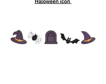 Mini Halloween Embroidery Designs, Spooky Icons (6 Sizes)