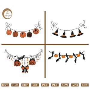 Halloween Bunting embroidery designs Halloween candy corn spider web bunting banner embroidery Halloween Garland Embroidery Design