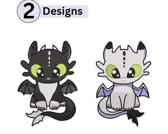 desenhos de bordado de dragão, desenhos de bordado à máquina casal de dragões desdentados e Light Fury, Arquivos desenhos de dragão bordado Dragão Emb