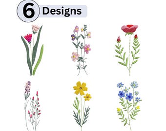 Diseños de bordado de mini flores silvestres / Paquete de patrones florales (descarga digital)