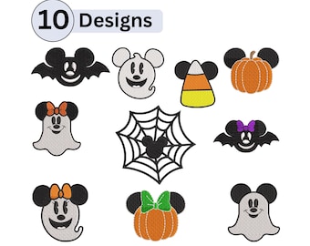 Paquete de diseños de bordado de mini iconos de Halloween (descarga digital)