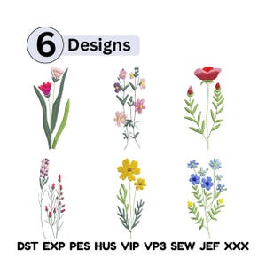 Wild Flower Machine Embroidery Design Floral Botanical Mini Wildflower Pattern Wildflower Embroidery Bundle Floral Embroidery Design Bundle