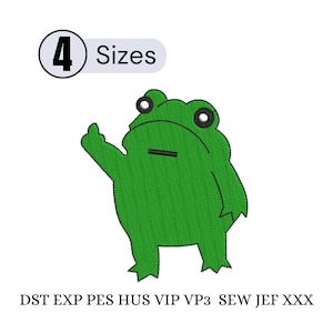 Diseño de bordado de rana divertida con el dedo medio, diseño de bordado de rana divertida con el dedo medio / Meme de sapo gruñón PES DST EXP / Descarga instantánea