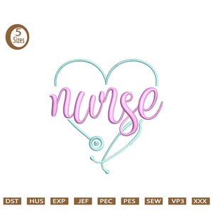 Nurse Embroidery Design, Medicine Digital File,Instant Download,Medical Monogram Embroidery,Stethoscope Heart Machine Embroidery Design.