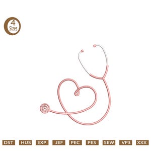Heartbeat Stethoscope Embroidery Design,Stethoscope heartbeat embroidery Nurse Life Nurse design Doctor design Heart embroidery design.