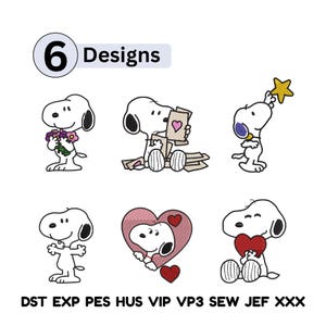 Cool Cartoon Dog Embroidery Peanuts Snoopy Embroidery Design Bundle Pet Embroidery Cartoon Puppy Embroidery Trendy Cute Snoopy Embroidery