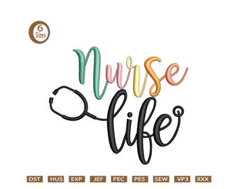 Nurse Life Embroidery Design, Medical Icon (Instant Download)