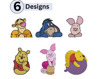 Pacote de desenhos para máquinas de bordar do Ursinho Pooh Pacote de amigos do Ursinho Pooh Desenho de bordado Desenho de bordado do Ursinho Pooh