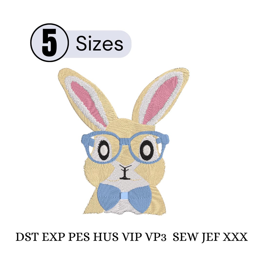 Bunny Machine Embroidery Easter Bunny With Glasses Pattern, 5 Sizes ...