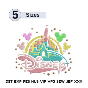 Disney castle mickey balloon embroidery designs Magic Kingdom Embroidery Design, Castle Mouse Balloons Embroidery Design  disney world emb