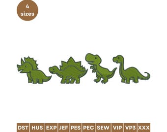 Cute Baby Dino Embroidery Design, Mini Dinosaurs (Digital Embroidery Patterns)