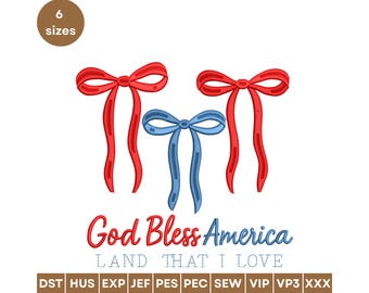 Diseño de bordado Coquette USA, Cuatro de Julio (Descarga digital)