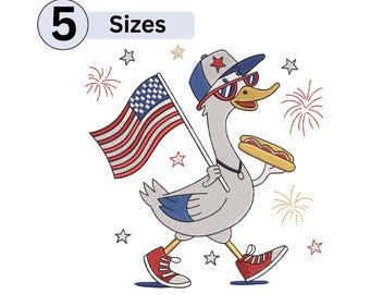 Vaterländische Gans Stickdatei, 4th Of Jul USA (5 Größen)