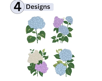 Hydrangea Flower Embroidery Designs Bundle (6 Sizes)