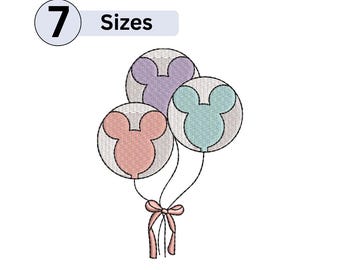 Disney Mickey Balloons Embroidery Design, Coquette Style (7 Sizes)