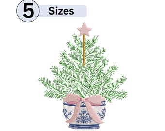 Chinoiserie Weihnachtsbaum Stickdatei (5 Größen)