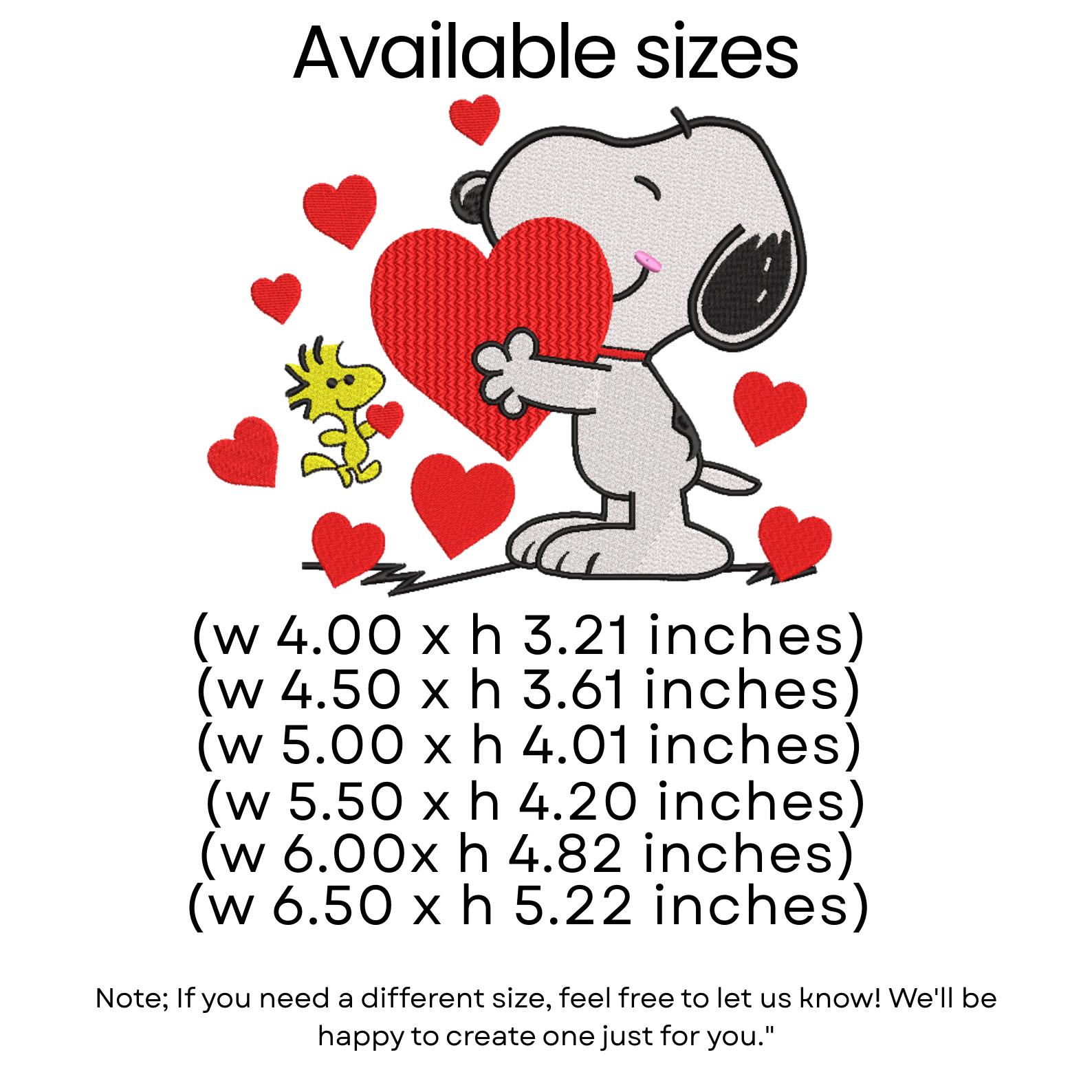 Cute Snoopy Embroidery, Heart Love Embroidery Art, Cartoon Dog