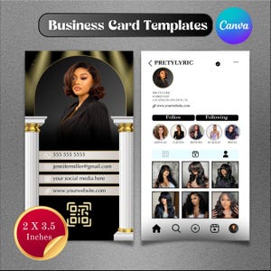 Cartes de visite Instagram, création de modèle de carte de visite DIY Canva, cartes d'influenceurs IG, artiste beauté cheveux ongles Lahes, canva modifiable